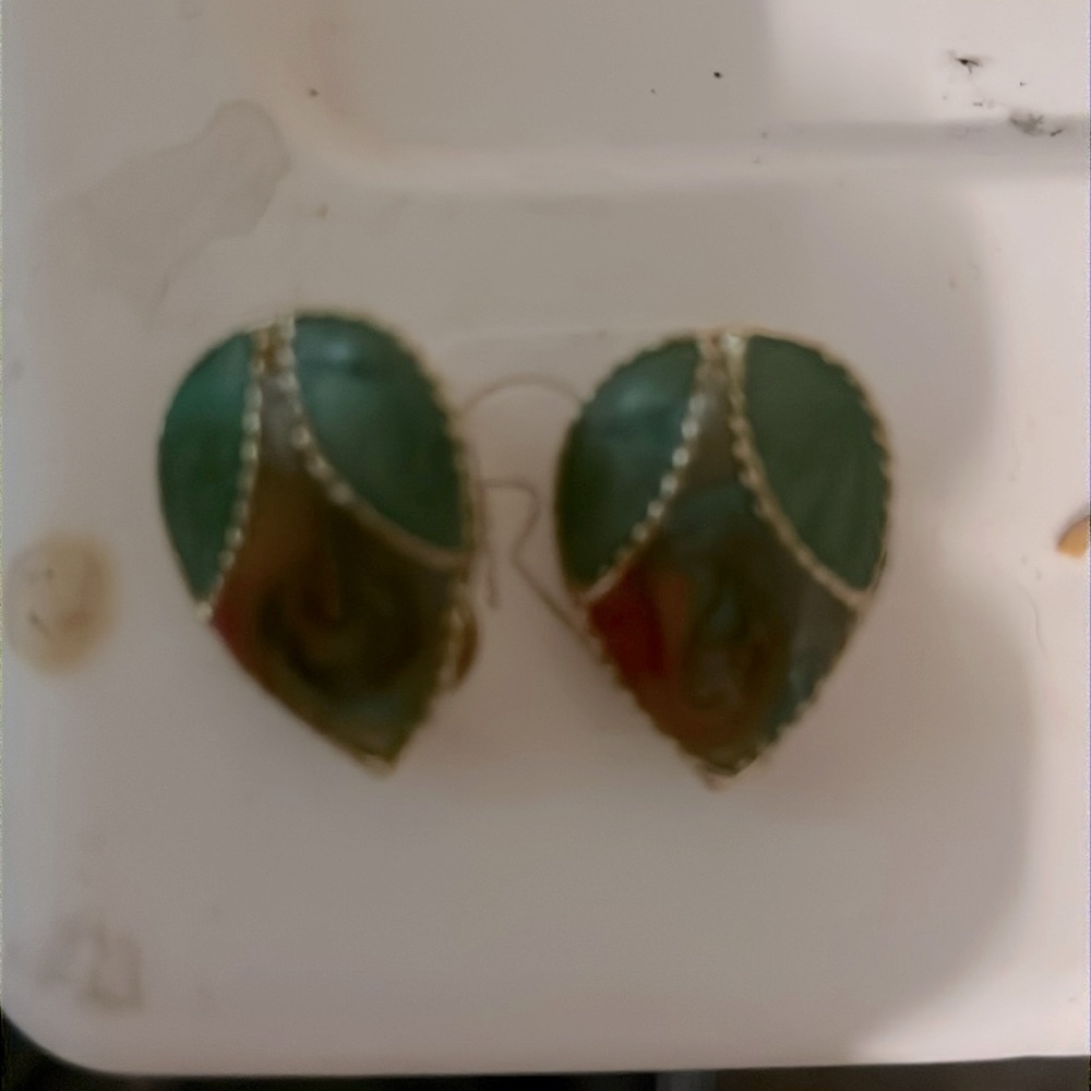 VINTAGE Swirled ENAMEL Earrings PIERCED Free Gold Gift Box While Last!